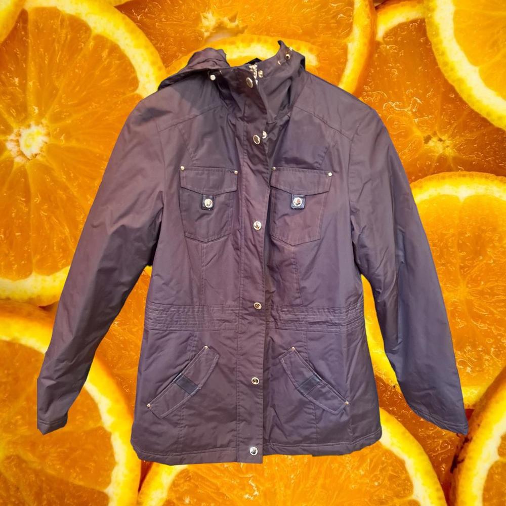 Weather Tamer Brown with‎ Gold Trim  Button and Zip Jacket Size Small